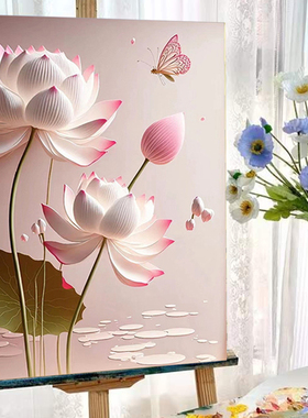 速发植物花卉数理油画手工填色画肌字涂填充画色油彩解压装饰画