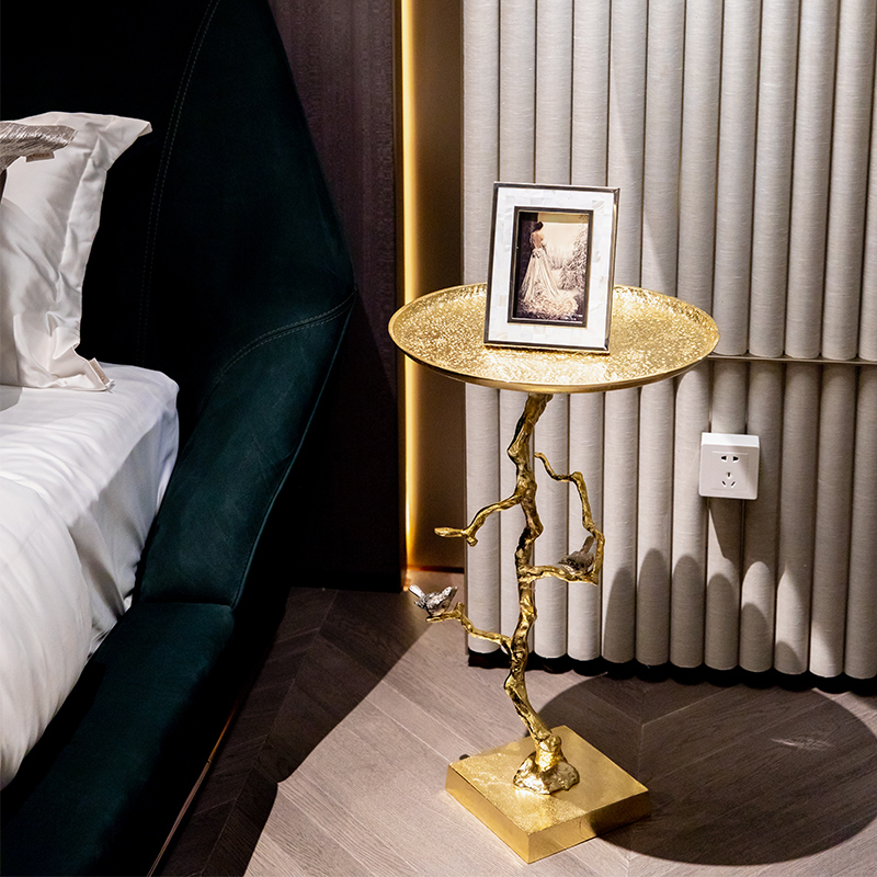 速发收具小屋意式角意金色轻奢沙发小茶几复古艺术家获小创几边几