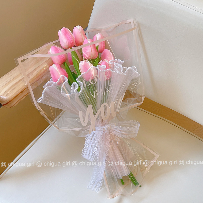 速发花花束郁金香假花手捧花摆件照餐野拍道具客厅餐桌装饰品