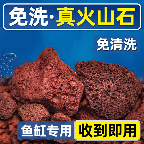 速发免洗红火山石颗粒乌龟底滤精洗鱼缸专用水族性材活砂造景