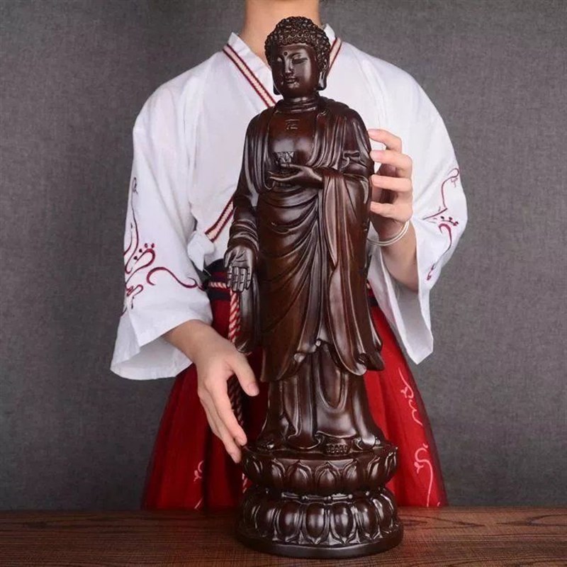 速发木礼摆件释迦牟尼实木质雕刻佛佛如来祖像阿弥陀佛黑檀木工艺