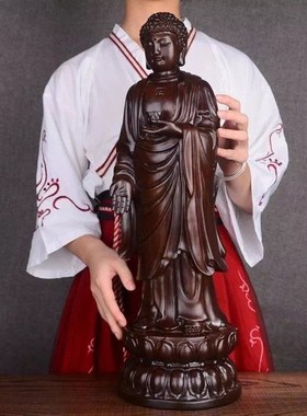 速发木礼摆件释迦牟尼实木质雕刻佛佛如来祖像阿弥陀佛黑檀木工艺