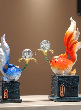 速发新中式年年有余招摆财鲤如鱼得水锦件客厅酒柜玄关装饰乔迁礼