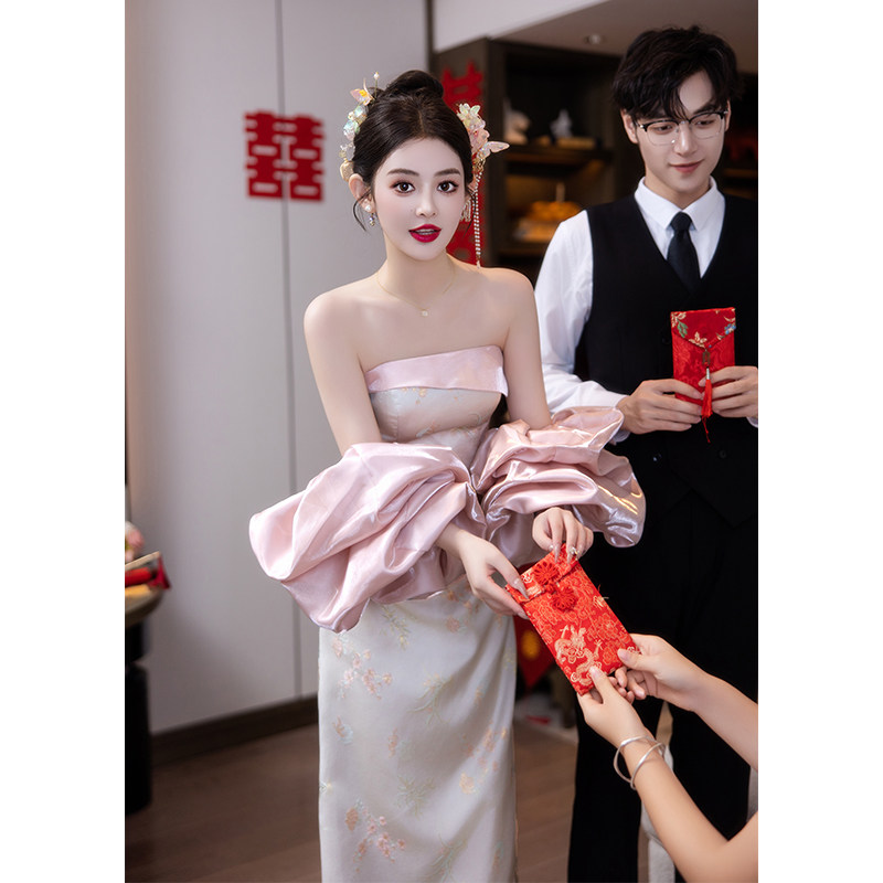 速发高级感娘胸订婚礼婚2024新款新抹晨袍结服敬酒服出阁宴回门连