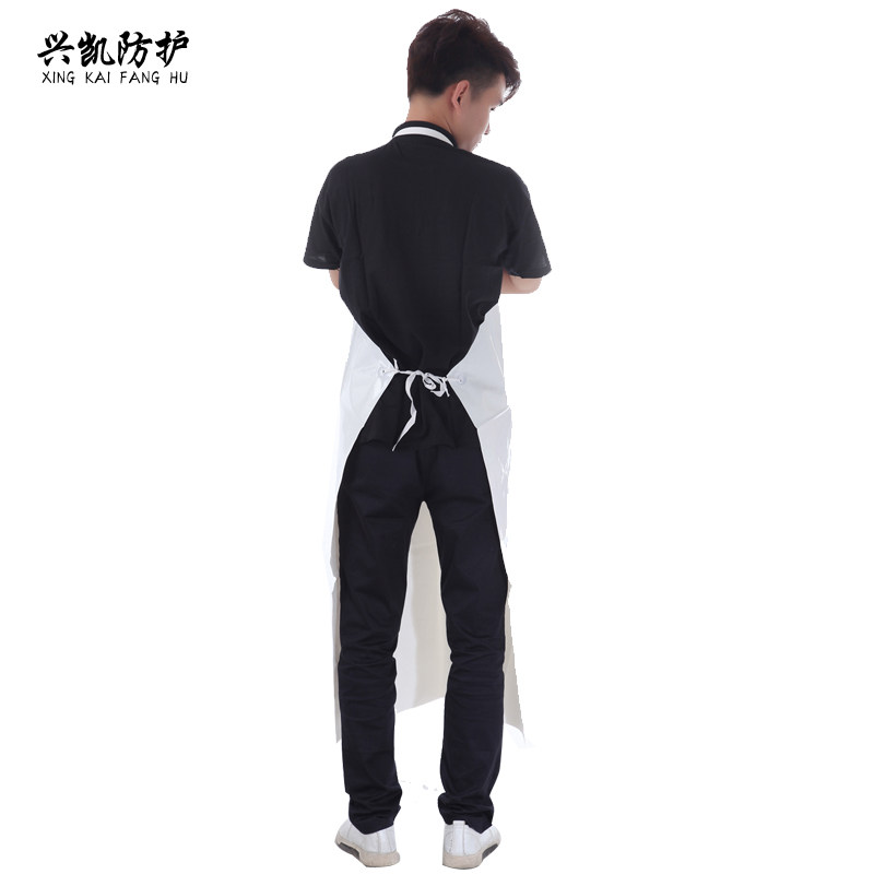 速发厨房简约时尚TPU挂脖耐弱酸碱耐寒长款无袖防油皮围裙防水工