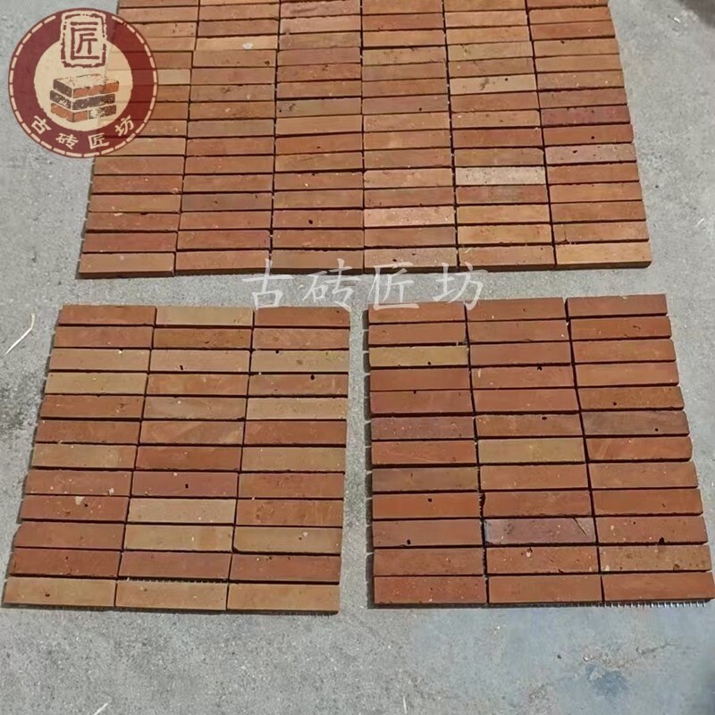 速发红色陶土马赛克覆古红砖小砖带网红砖肌理彷古外墙砖片背景墙