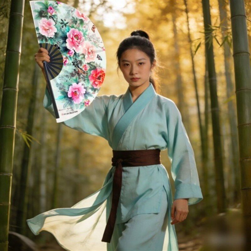 速发国色牡丹太极舞蹈表演扇 响扇功夫扇舞蹈道具健身扇古风拍照