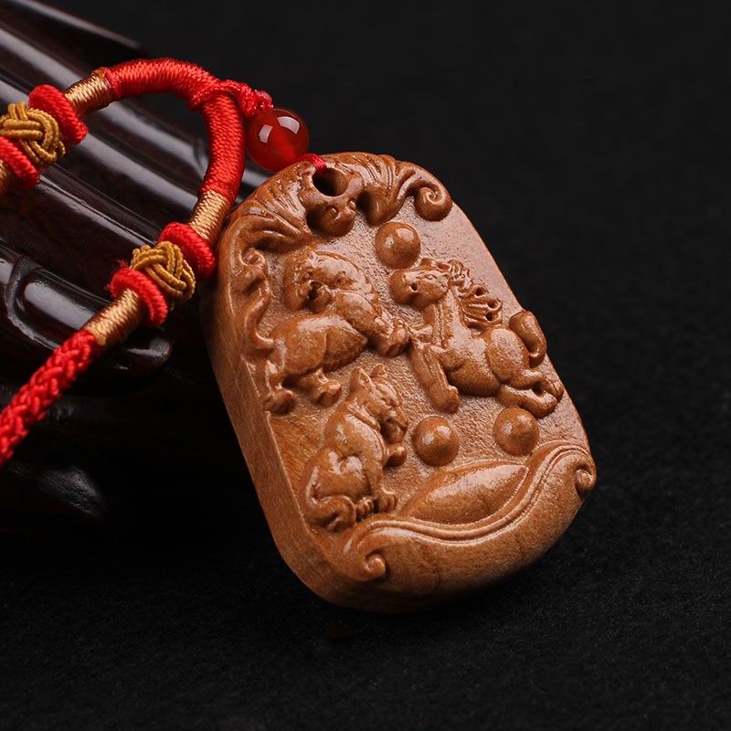 速发桃木十二生肖三合扣挂项件坠寅午戌申子辰亥卯未巳酉丑