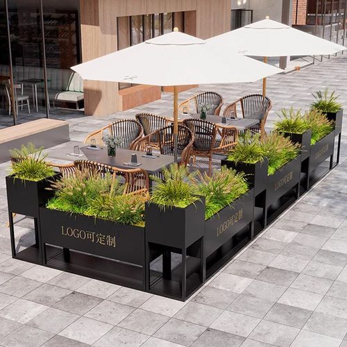 速发艺外花箱组合奶茶店外摆铁户花槽商店门口围不景观花架栏锈钢