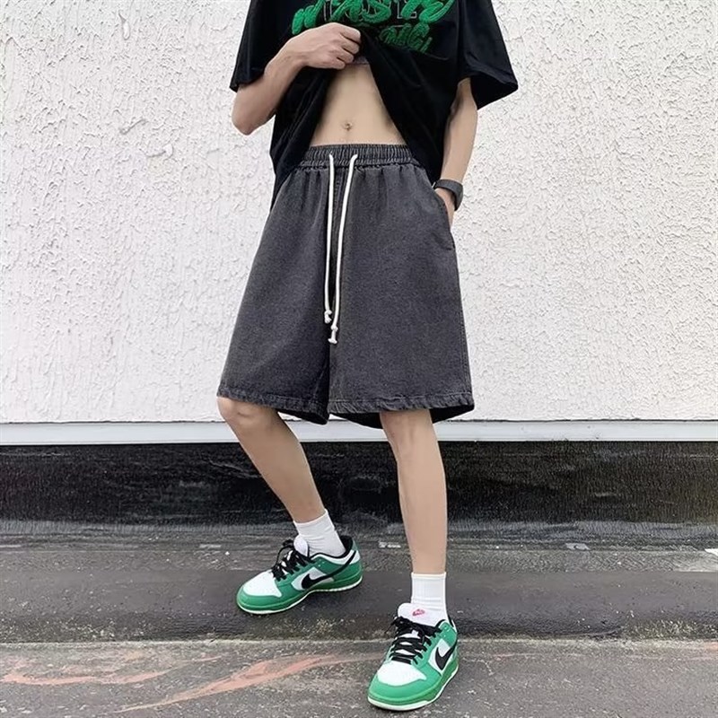 速发工装牛仔短裤复夏五薄款大码阔腿季分裤水洗美式男古休闲裤子