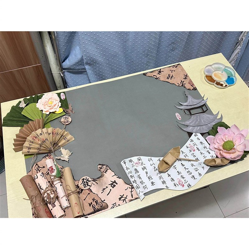 速发幼儿园国风新中式环创黑板报装饰主题墙材料蝴蝶墙面布置