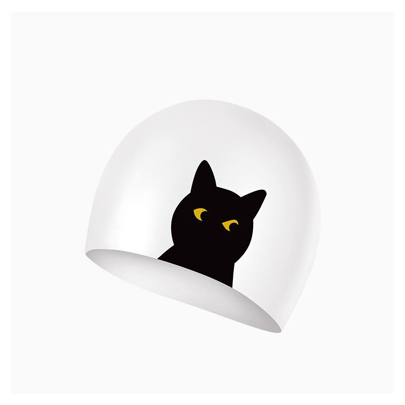 速发加SCMYDODO】创意黑物泳帽可爱少游泳帽生日礼猫加大【厚防水