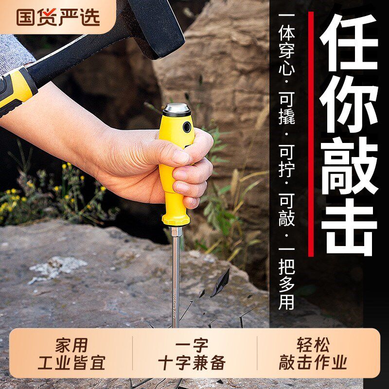 螺丝刀十字穿f心工业起子螺丝工具套装平口小螺丝一字敲击防滑通 - 实物图