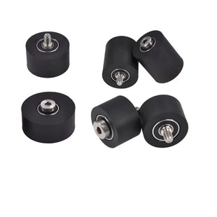 FEXRb聚氨酯包胶轴承滚轮不锈钢螺杆定位橡胶轮输送带双轴承导向