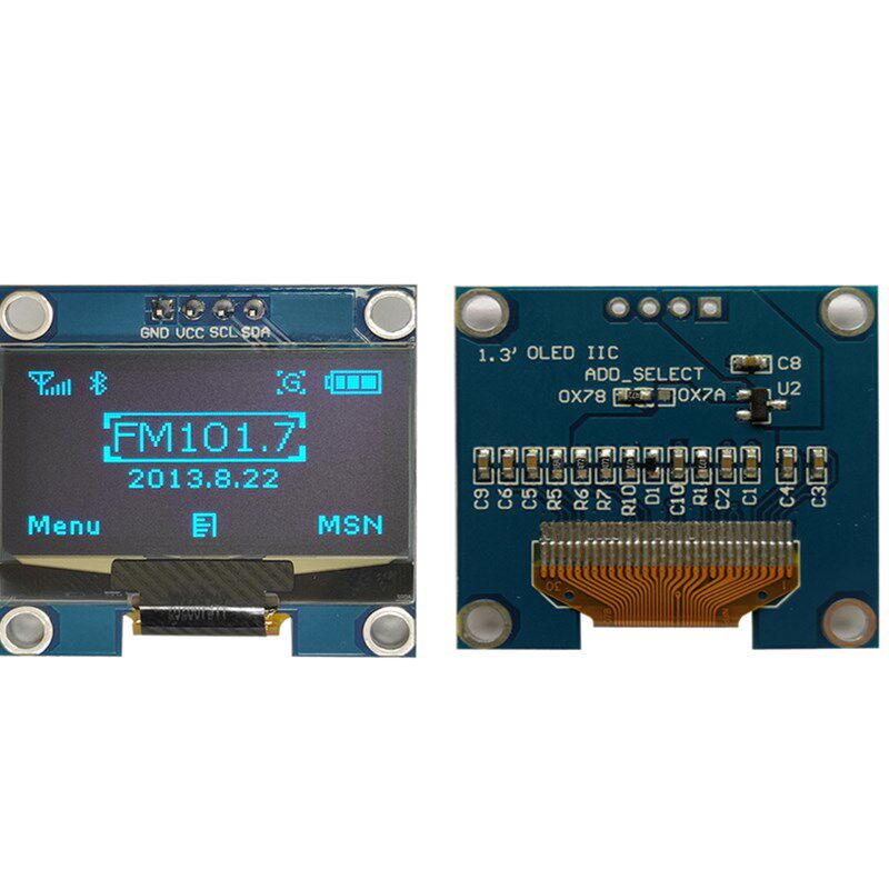 1.3寸液晶屏 蓝色 白色 I2C IIC通信 12864 OQLED显示屏模块 4针