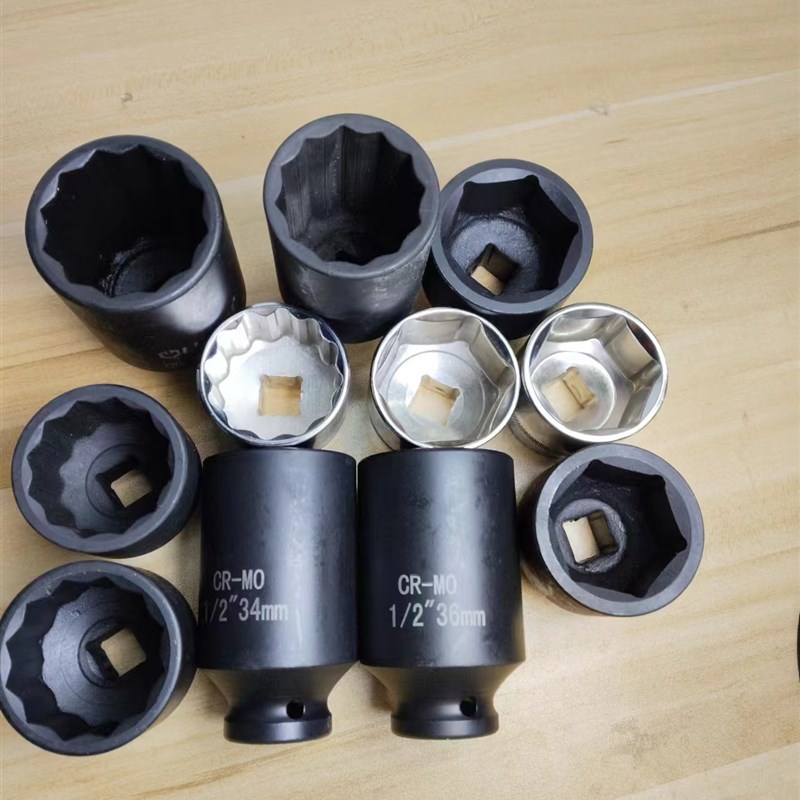 1/2大飞接口34 m36梅花六角套筒头风炮气动加长套筒12角白方口12.
