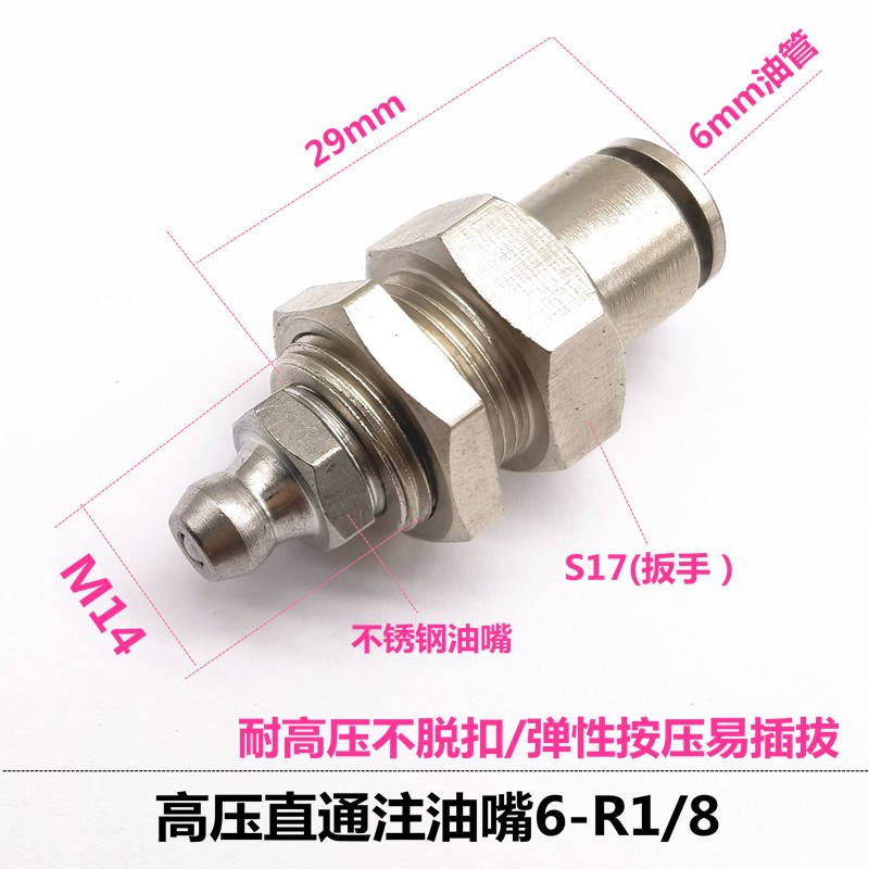 搅拌机注黄油咀仕高玛快插穿板直通6-M14P泵芯导轨滑块油嘴接头