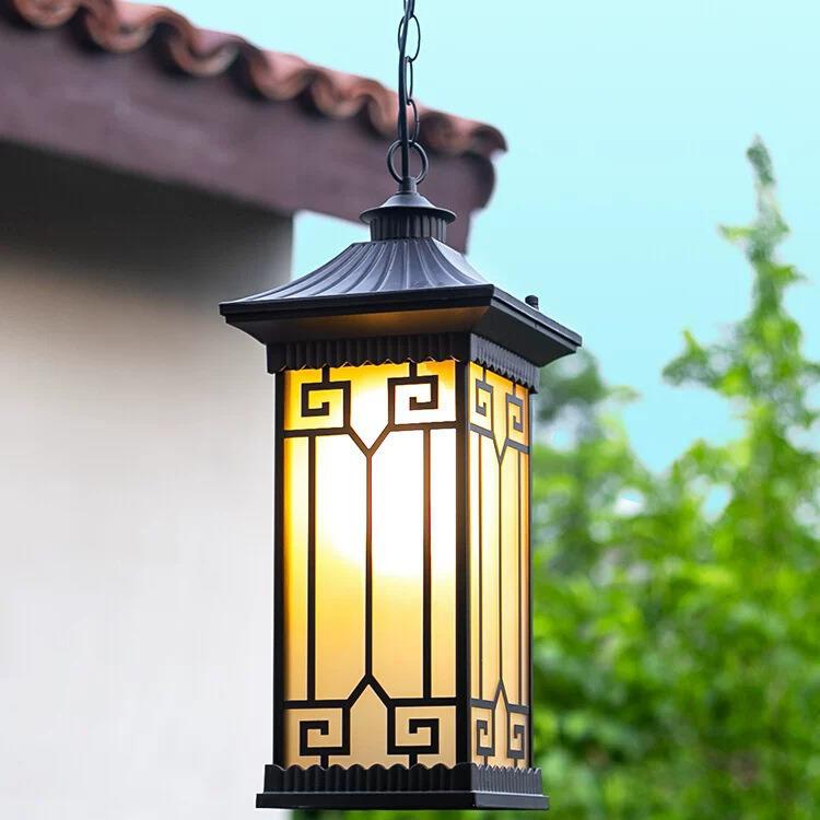 新中式瓦盖太阳能壁灯户外庭院灯外墙过道阳台别墅吊灯LED灯