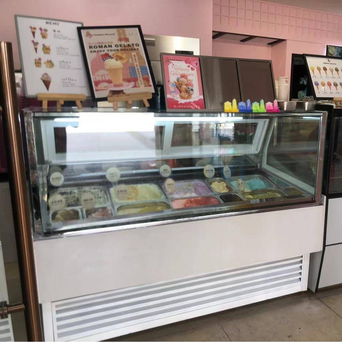6盘网红硬冰淇淋机展示柜Gelato冰激凌商用冰柜风冷无霜雪糕柜