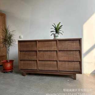 复古老榆木斗柜储物柜带抽屉客厅落地边柜实木九斗柜老门板餐边柜
