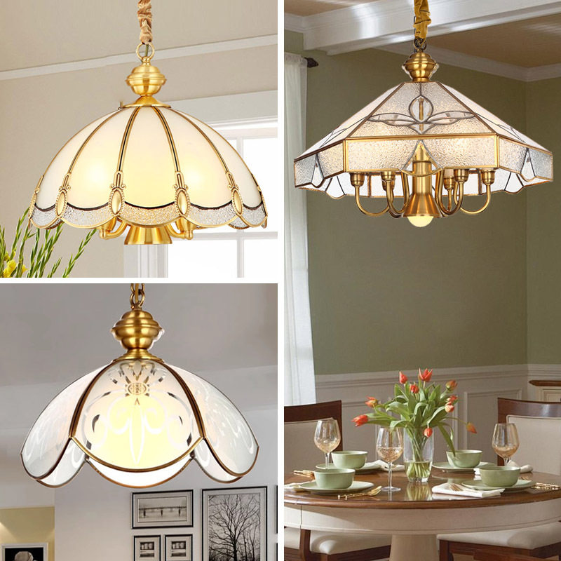 美式全铜吊灯餐厅卧室客厅书房复古简约现代欧式田园玻璃奢华灯具