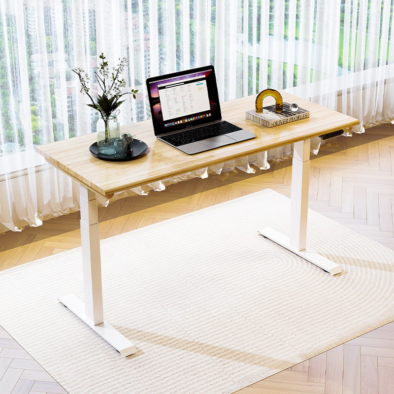 HS01双电机实木电动升降桌黑胡桃木电脑桌红橡木办公家用学习书桌