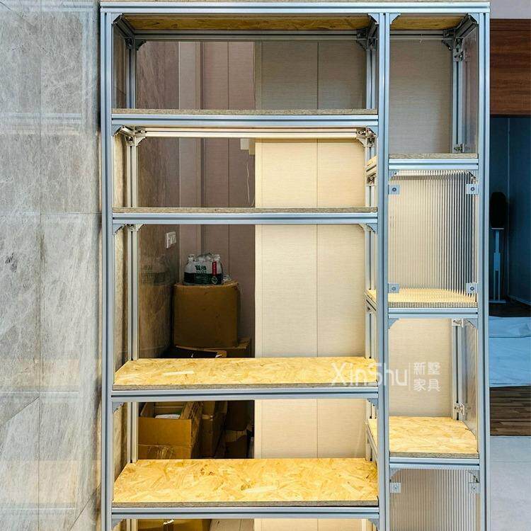 创意客厅落地办公室隔断书柜货架展示架铝型材书报架置物架物料架