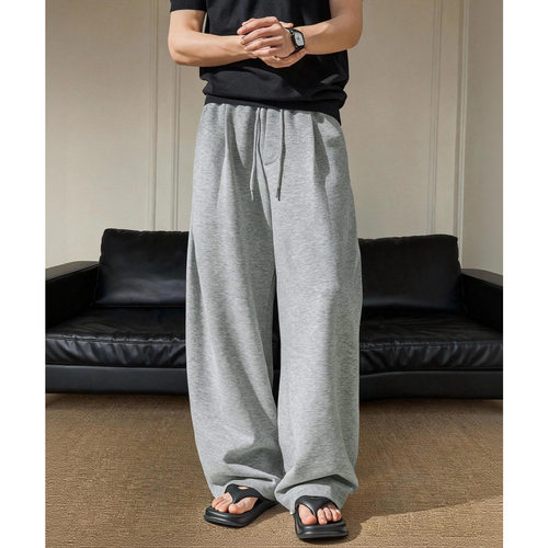 立体打褶结构弯刀休闲裤男春季新款质感宽松百搭卫裤潮牌运动长裤