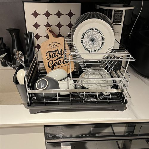 VIELE 轻奢包豪n斯厨房不锈钢沥水篮中古银色碗架水杯双层置物架