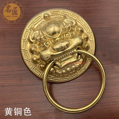 纯铜兽头门环把手仿古大门拉手实木D门别墅门庭院门兽面虎头铜拉