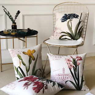 美式中式沙发抱枕客厅正方形靠垫套亚麻H靠枕床头大靠背办公室腰