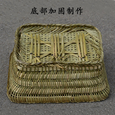 全竹皮编织方筐方篮手提篮菜篮采B摘茶叶篓提篓子竹编筐水果摆放