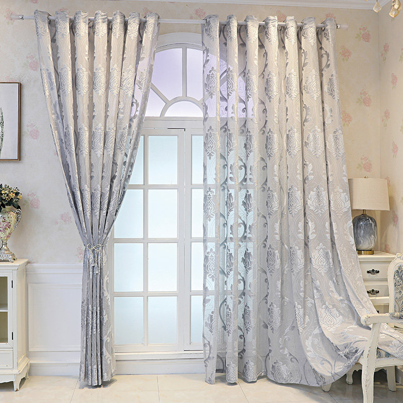 欧式窗纱帘窗帘h客厅卧室阳台餐厅加厚透光不透人隔断简欧浮雕灰