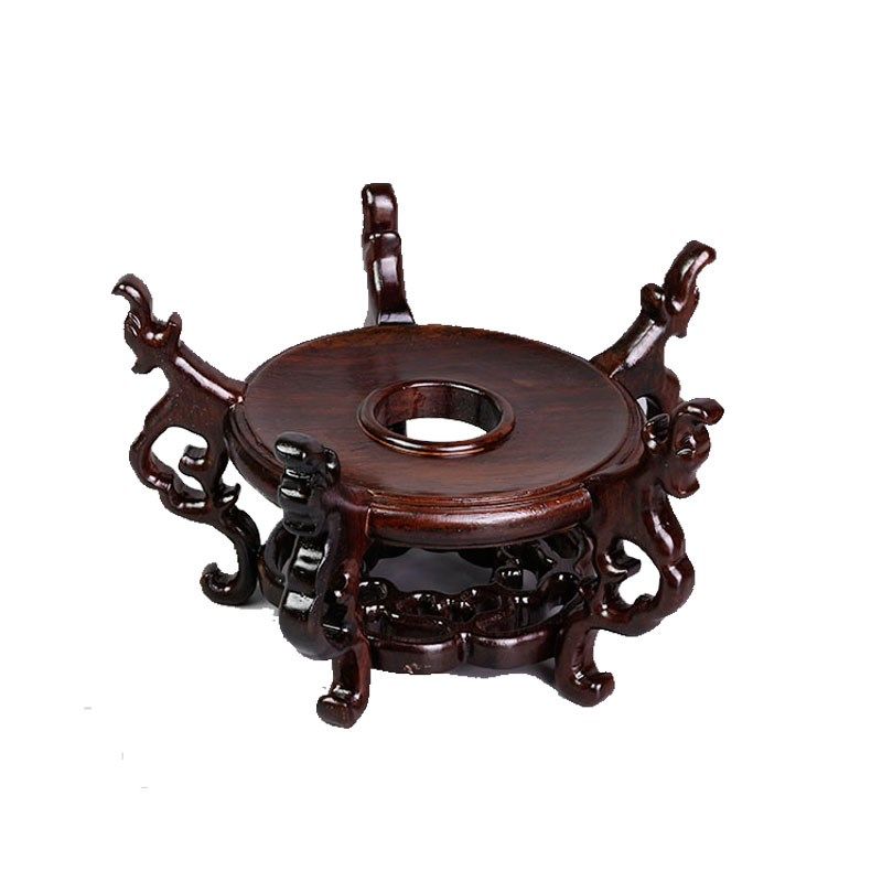 鱼缸架实b木底座摆件球形木头瓷瓶酒缸木质圆形盆景红木质文玩木