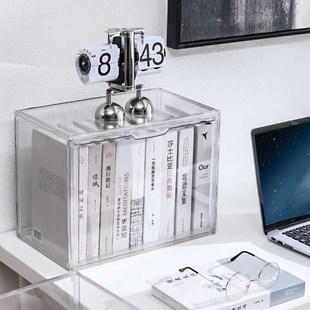 书本收纳盒大容量A4透明学生儿童绘本书桌整理P箱子书架书柜储物