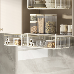 厨房挂篮置物架多功m能空间利用神器橱柜下挂架衣柜收纳架储物吊