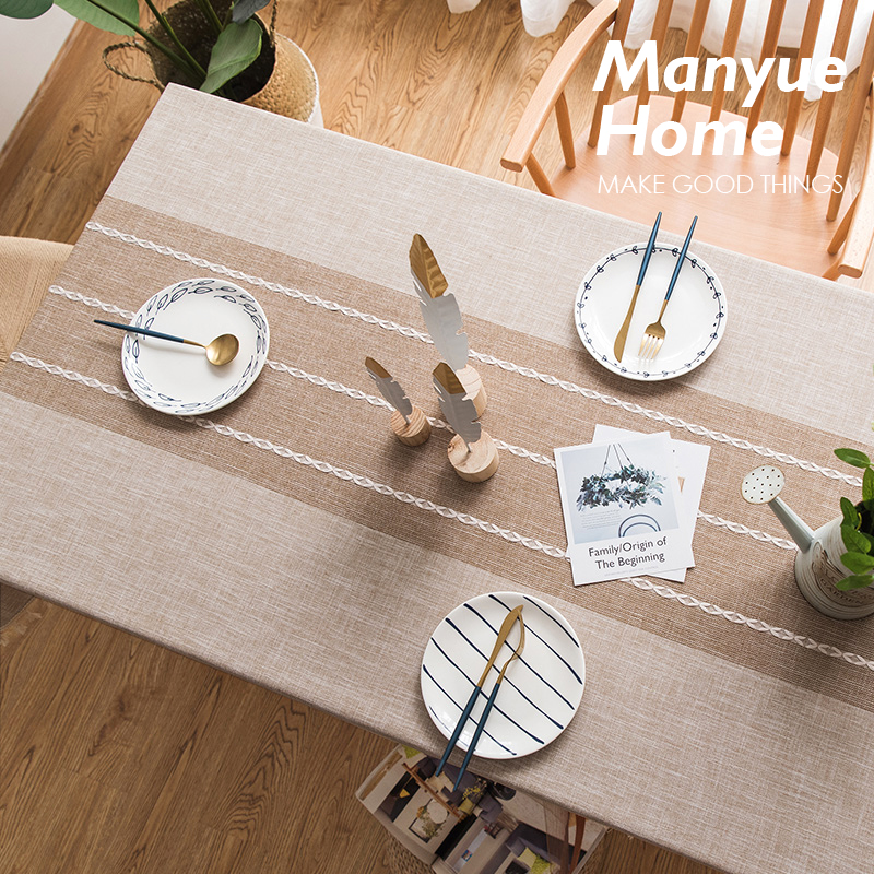 蔓越家  日式i棉麻复古桌布文艺圆桌茶几餐桌布艺长方形流苏台布