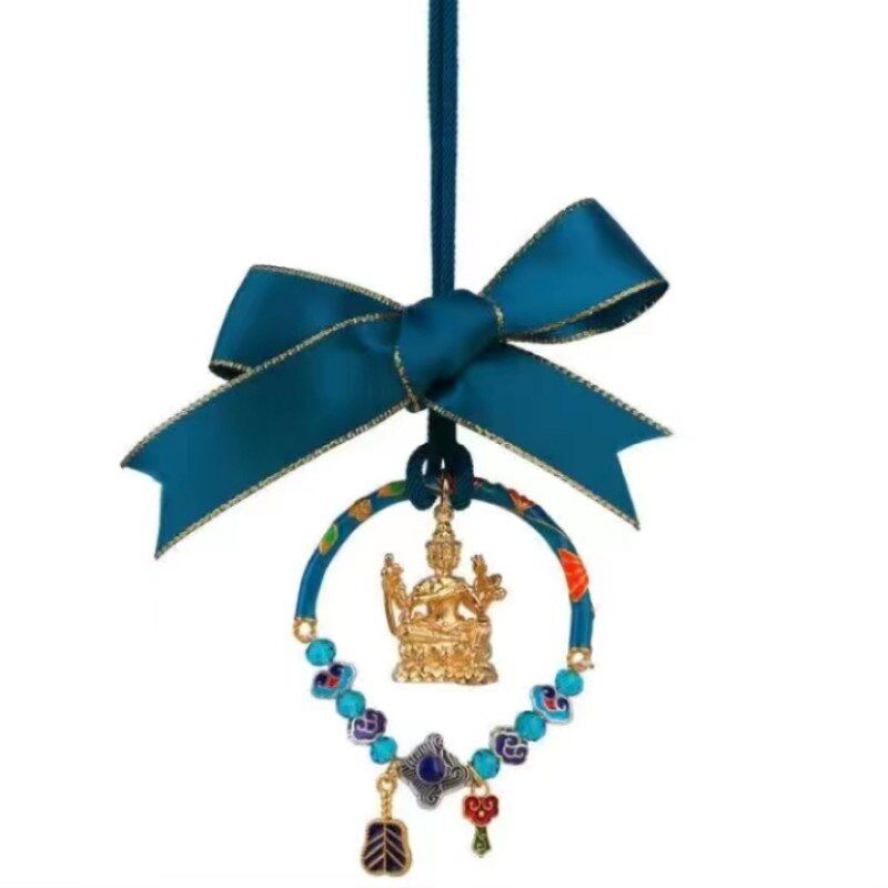 泰国佛牌 龙婆苏班四面佛车挂 孔雀蓝车载后视镜S挂饰汽车挂件吊