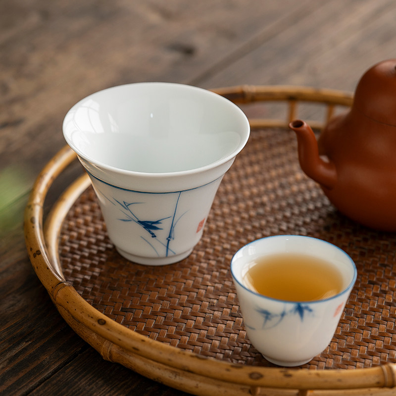 德化白瓷茶漏茶虑手绘高档陶瓷茶具茶叶过滤器R羊脂玉茶隔滤茶网