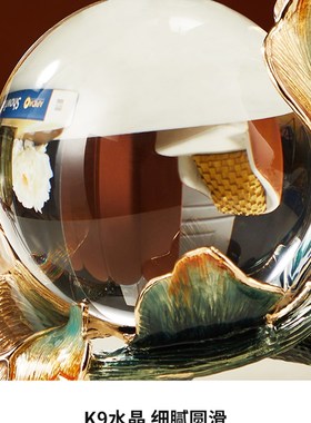 轻奢珐琅彩水晶球艺术摆s件高档书房客厅茶几电视柜装饰品乔迁送