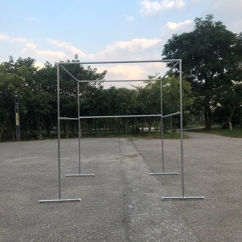 镀锌钢管晾衣架简易落地户外室外双杆水管晒被家S用阳台挂衣凉衣