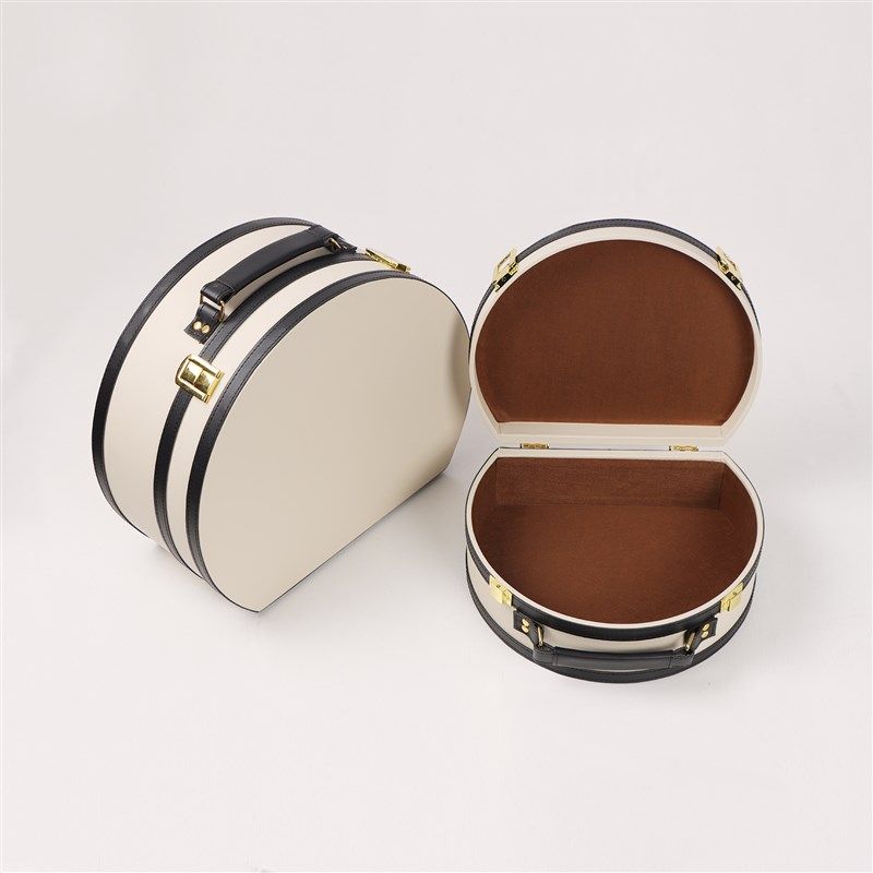 皮革半圆手d提收纳箱样板间衣帽间收纳盒衣橱展示台装饰手提箱摆