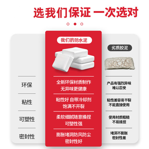 下水道堵洞密封胶泥空调孔防水防霉白色家K用填充管道堵漏堵洞神