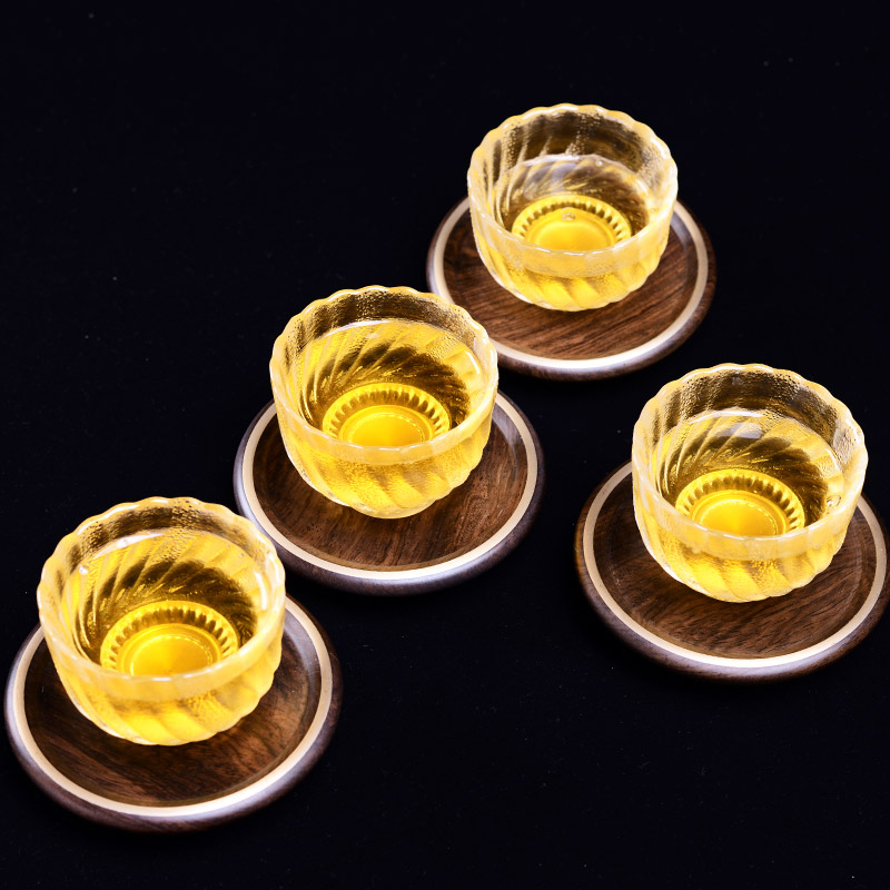 尚言坊黑檀实木茶杯垫功夫茶具茶道配件隔热垫Q创意茶盏托家用复图片