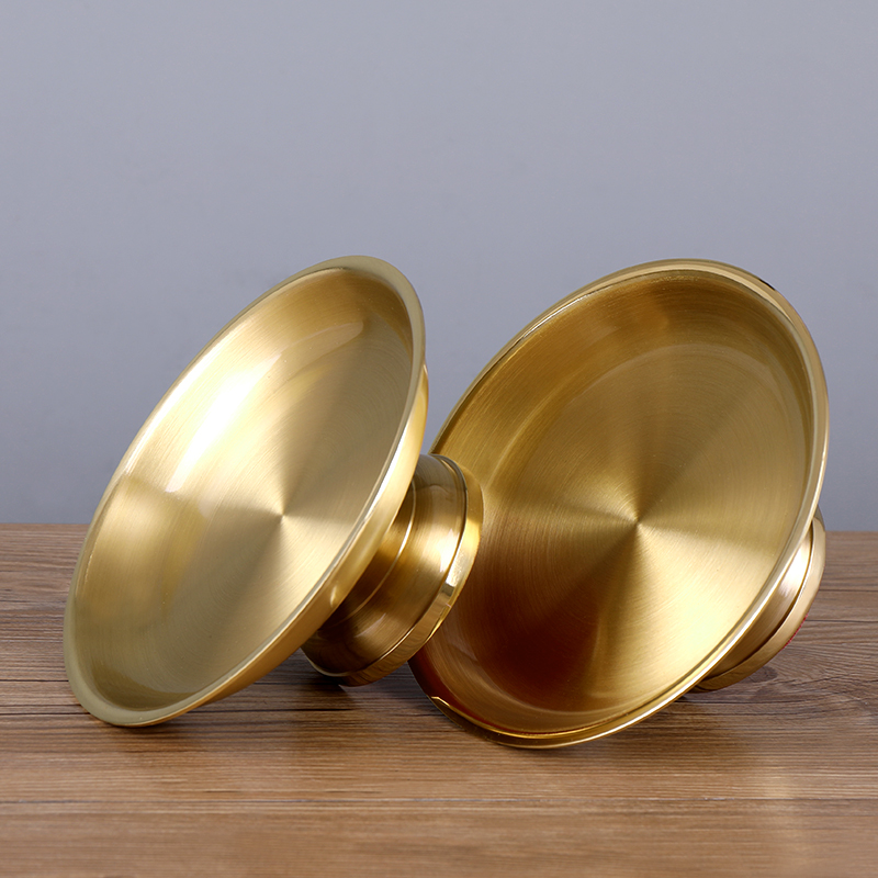 铜果盘 供桌莲花供盘 祖先神台祭祀保G家仙纯铜贡盘贡品小号套装