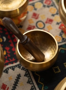 颂钵梵音钵音碗佛音碗瑜伽冥想满A月静心钵铜磬法器尼泊尔手工铜