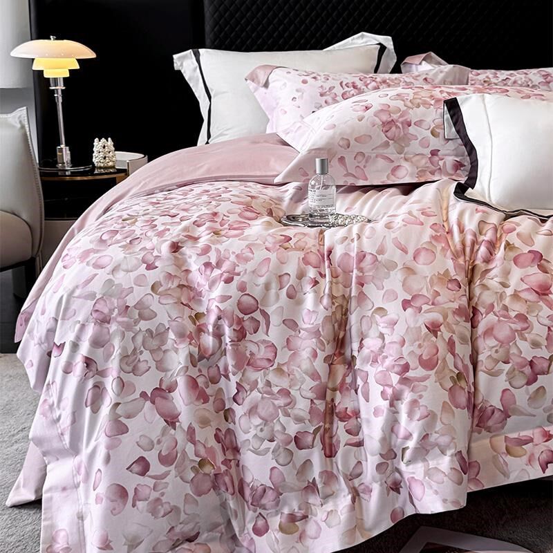 特价轻奢100支匹马长绒棉贡缎四件套全棉纯P棉美式田园床上用品