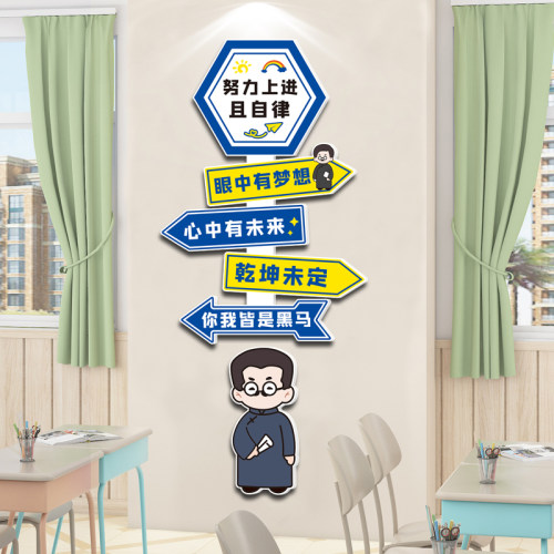 班级布置教室装饰创意初三高中考激D励志文字标语开学文化氛围墙