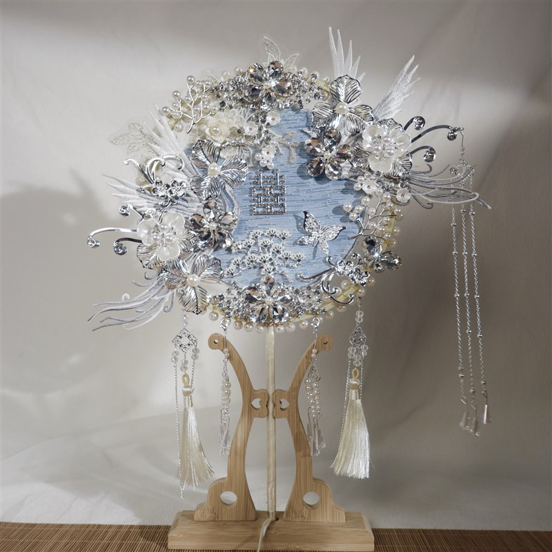 团扇新娘结婚红色双面diy材料包喜扇遮面扇秀Q禾中式婚礼扇子送礼