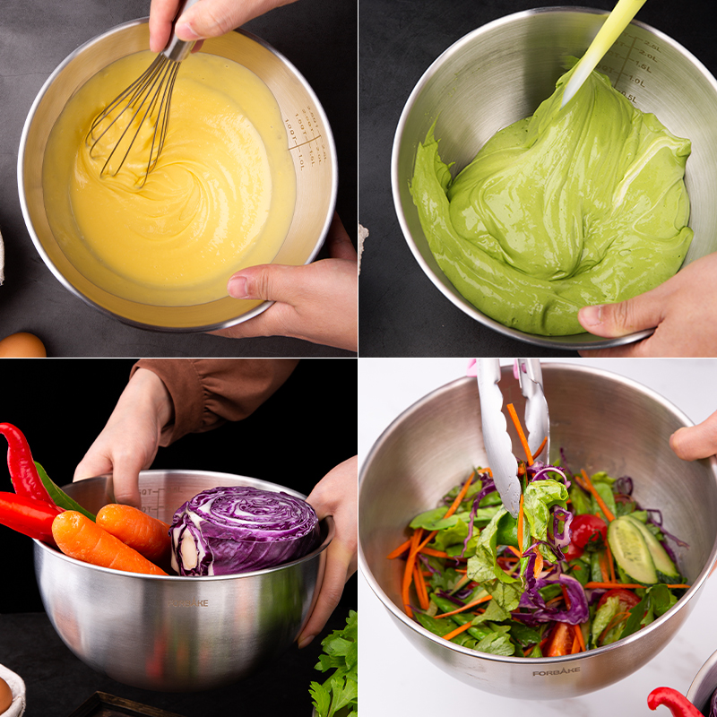 法焙客 日式304不锈钢打蛋盆21带刻度打蛋家用Q防滑打发奶油盆烘